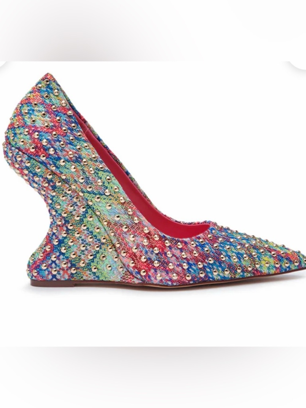 Multicolor Rhinestone Embellished Wedge Pumps - Women's